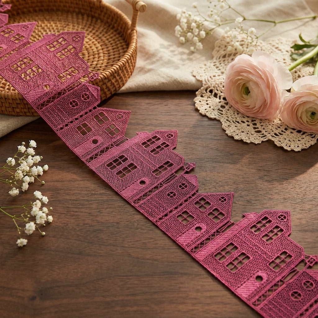 LaceCraze Magenta Townhouse Lace Trim