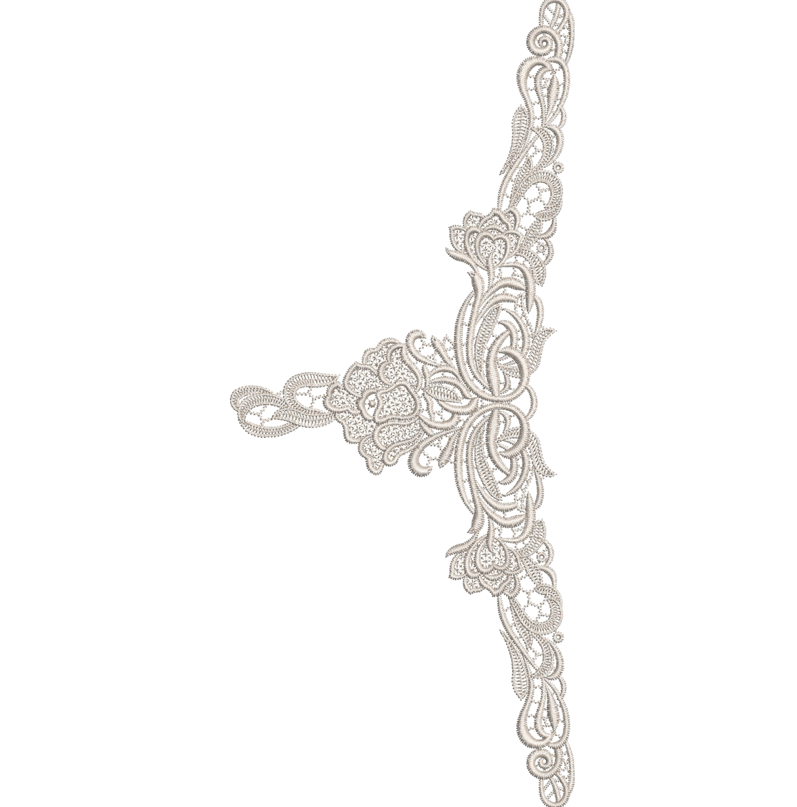 Ornate Scroll Lace Corner Embroidery