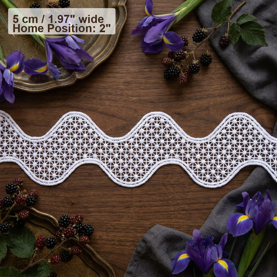 Wavy Edge Dotted Mesh Lace Ribbon