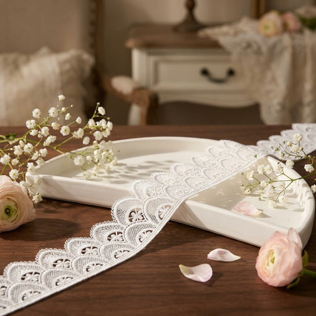 LaceCraze Double Layer Arch Four-Petal Floral Lace Trim