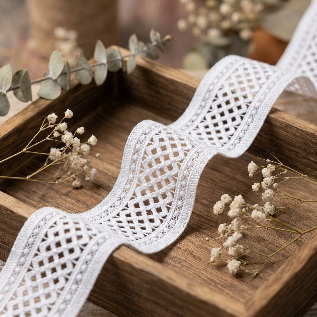 LaceCraze Double Border Dot Diamond Lace Ribbon
