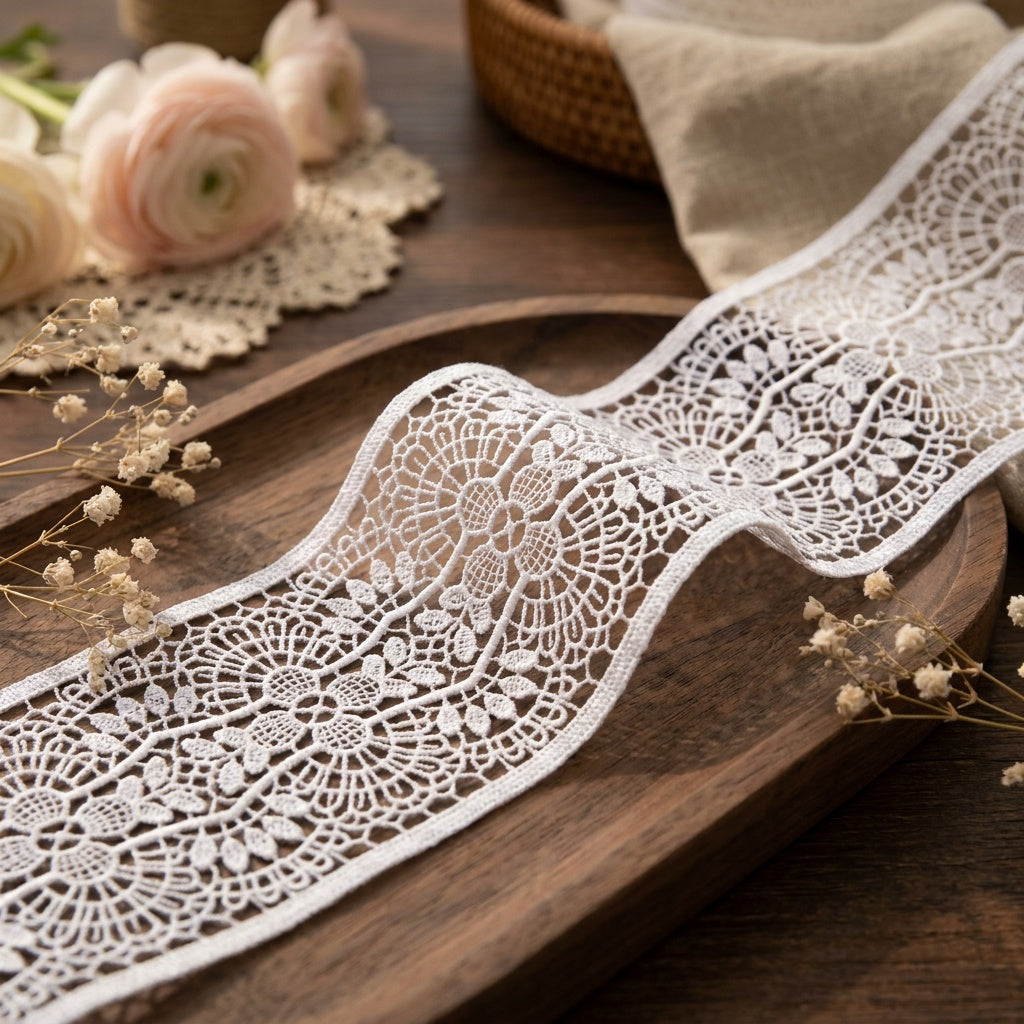 LaceCraze Light Purple Fan Floral Lace Ribbon