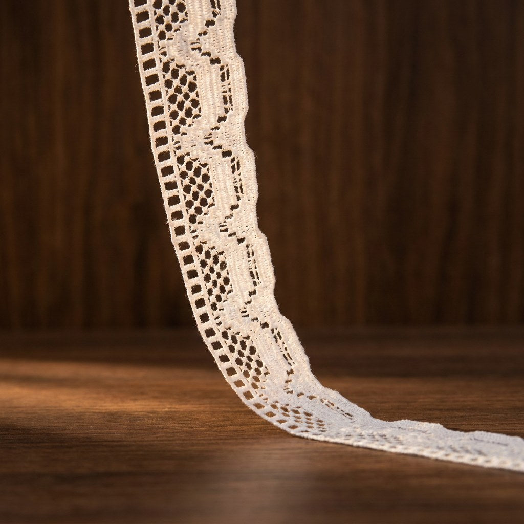 Wavy Top Triangle Mesh Dot Bottom Lace Ribbon