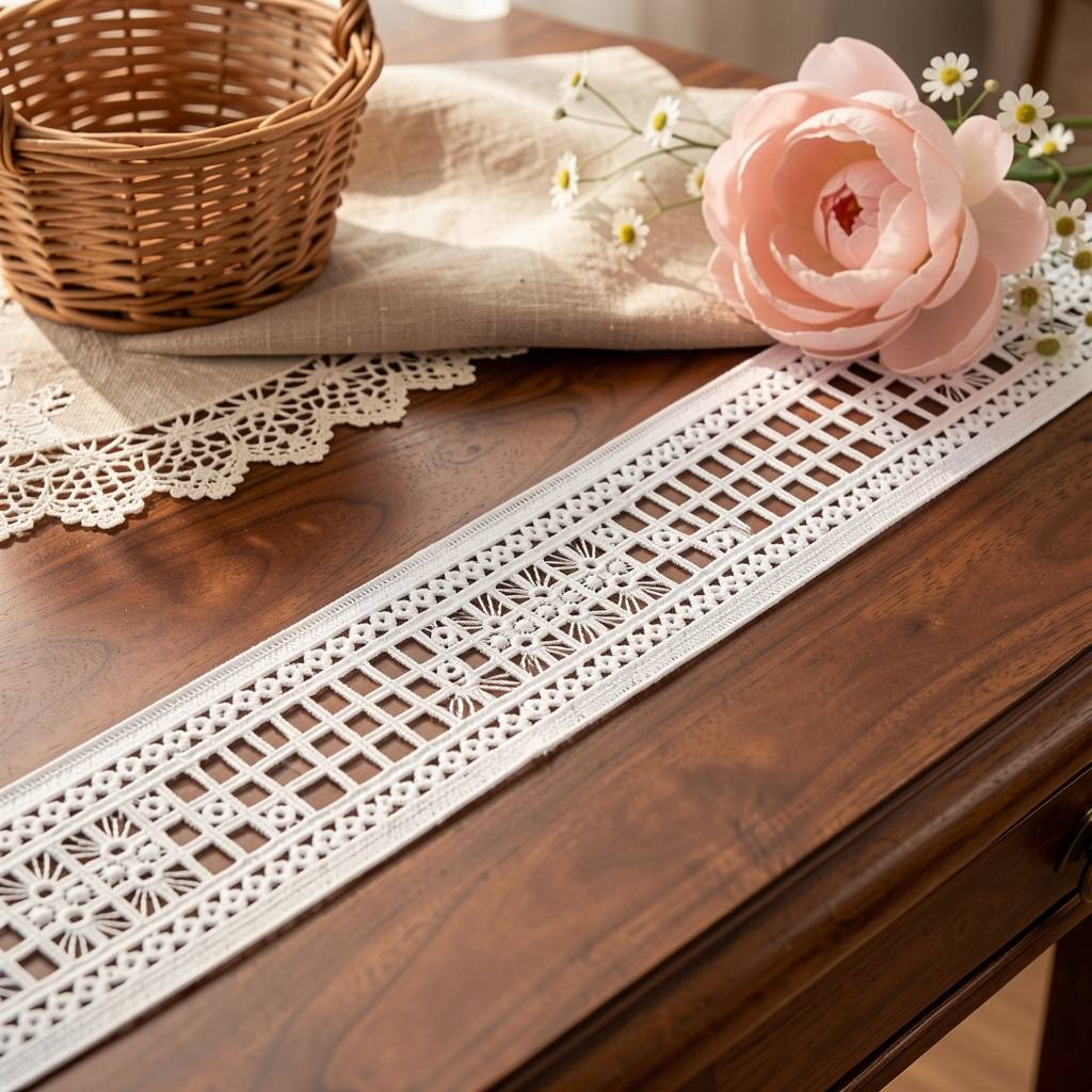 LaceCraze Geometric Starburst Grid Lace Ribbon