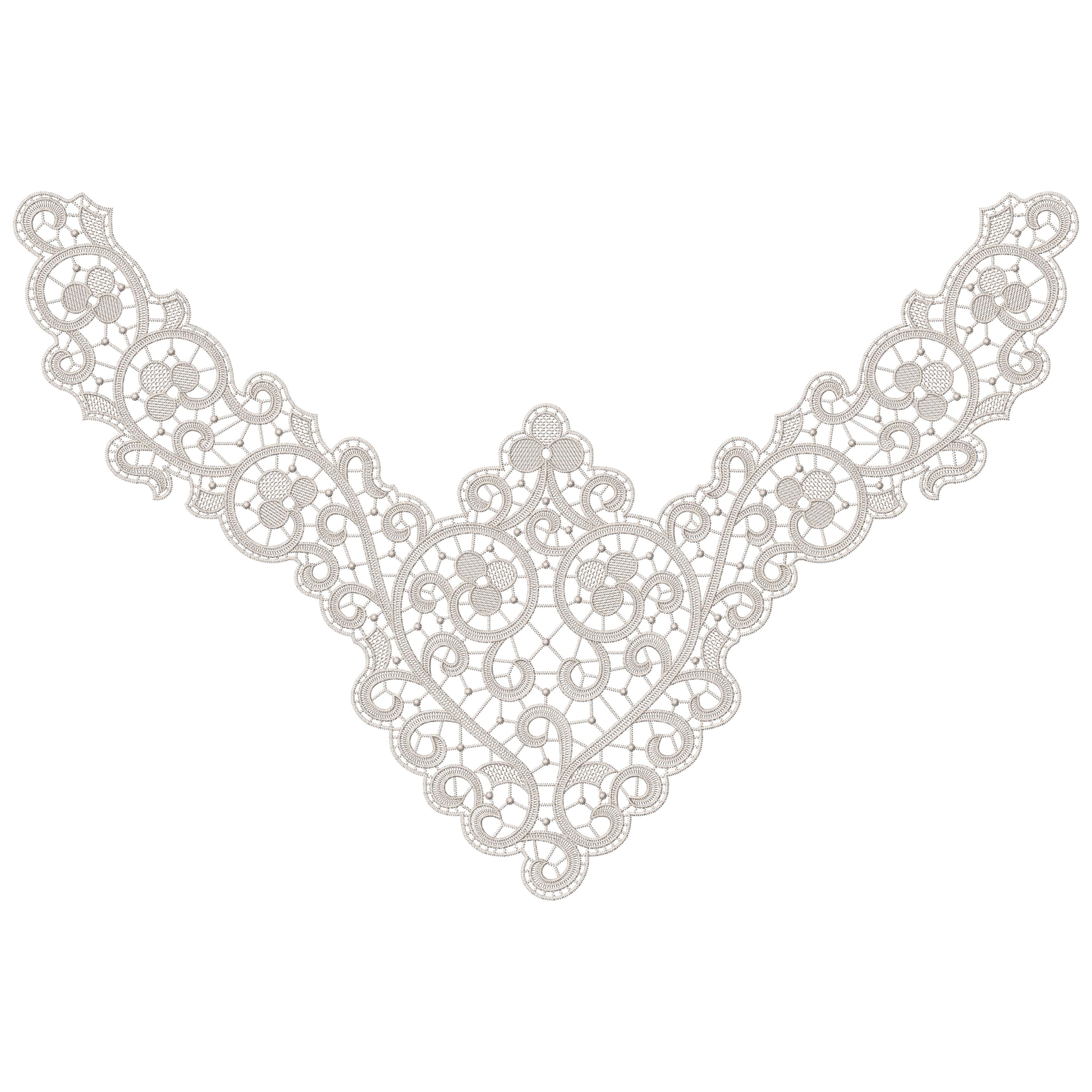 Triangular Scroll Lace Applique Embroidery-N1208179