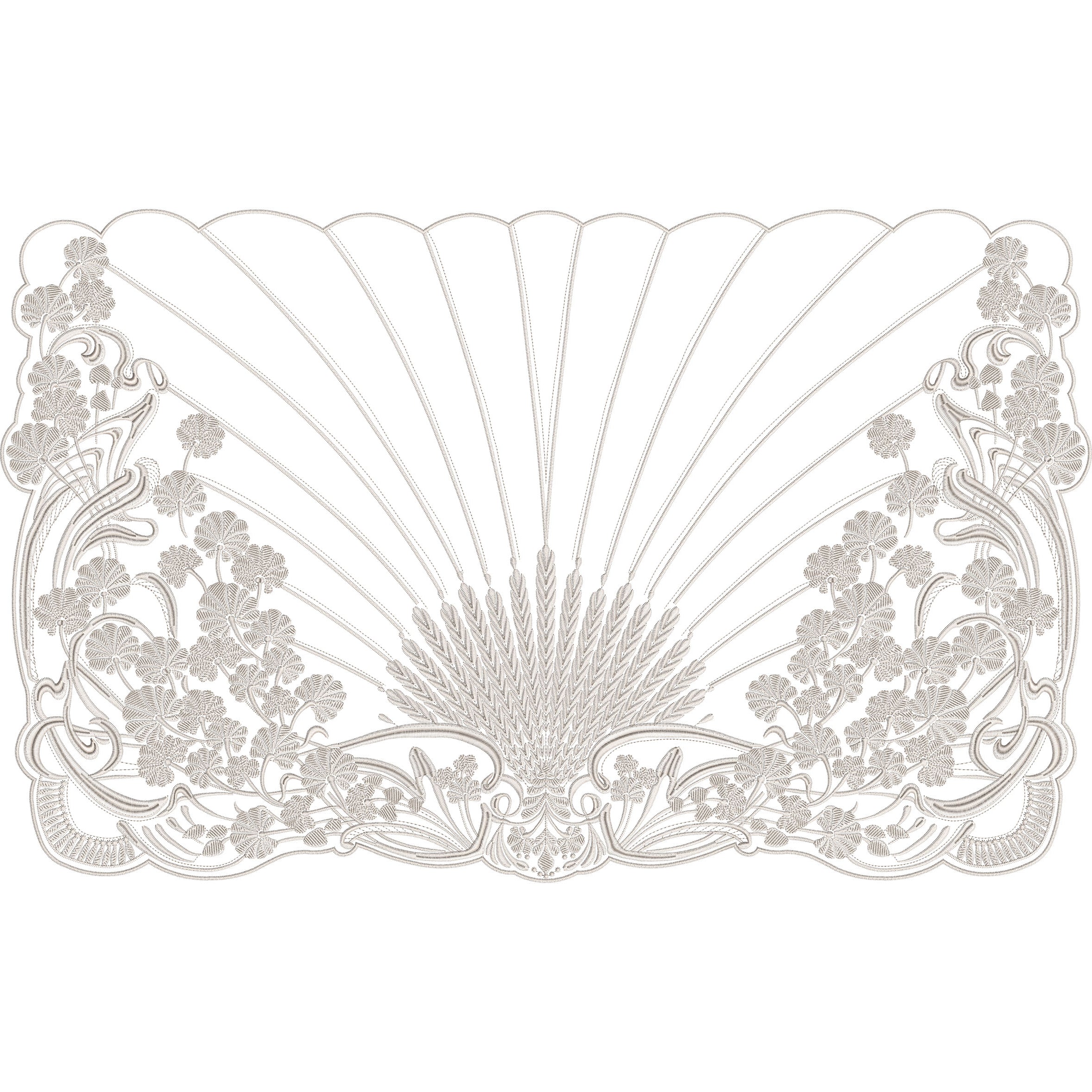 Wheat & Clover Fan-Lace Border Embroidery-N1607742A