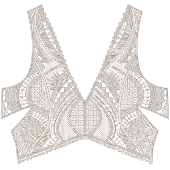 Geometric V-Neck Lace Bodice Embroidery-N2006958