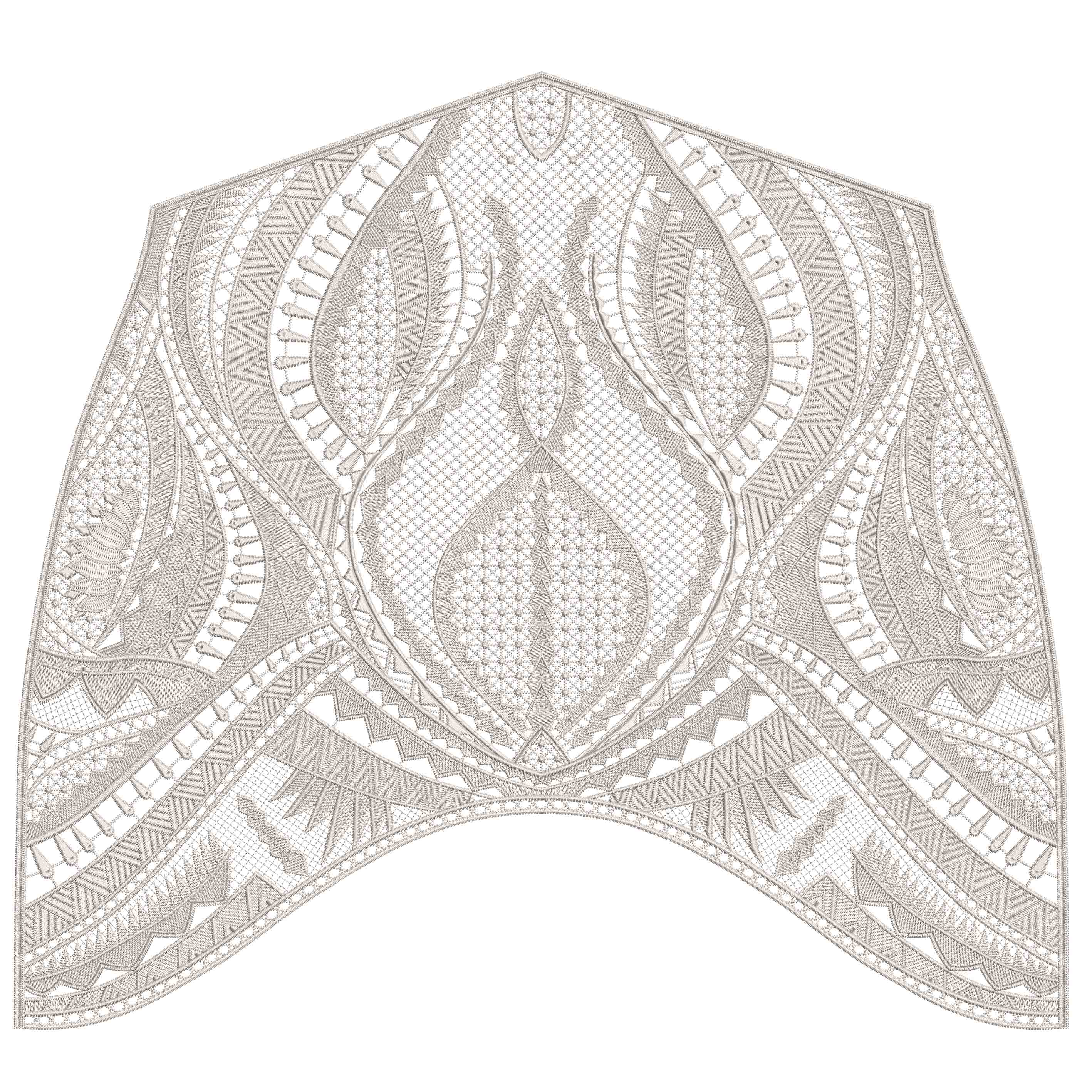 Petal-Geometric Fan-Lace Applique Embroidery-N2006966