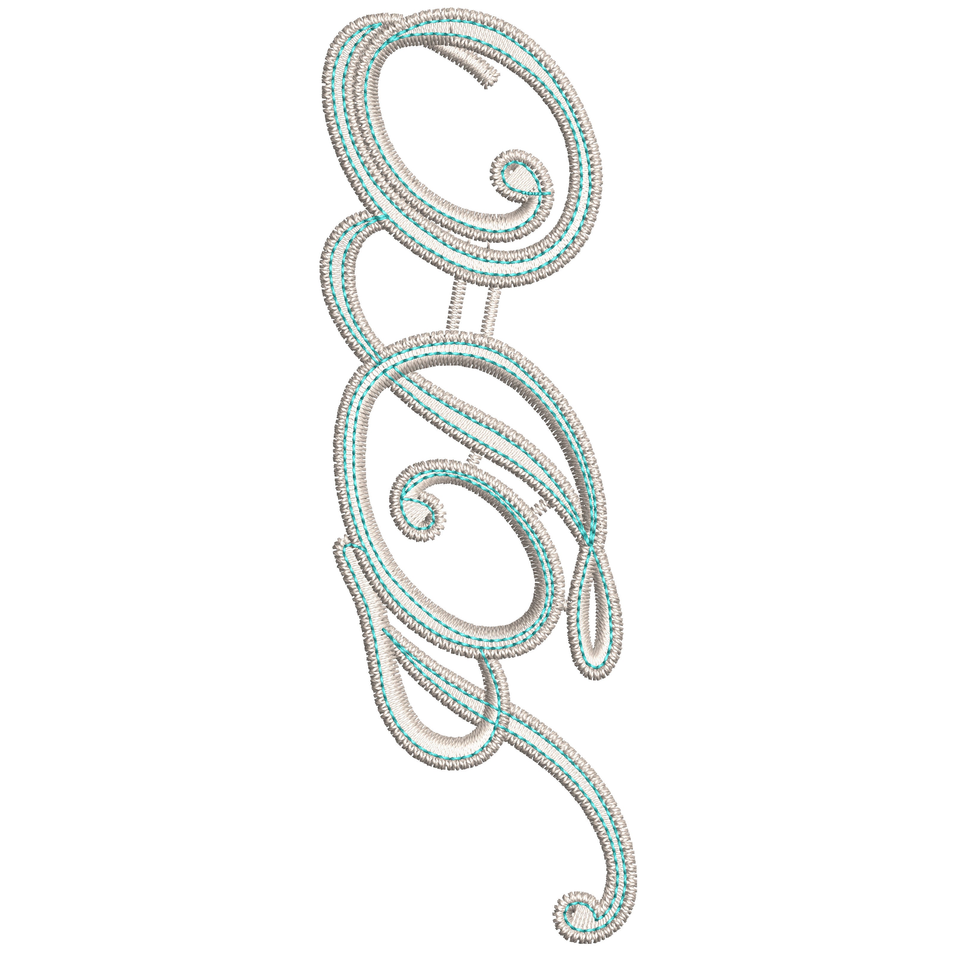 Turquoise Scrollwork Lace Embroidery-N207289B