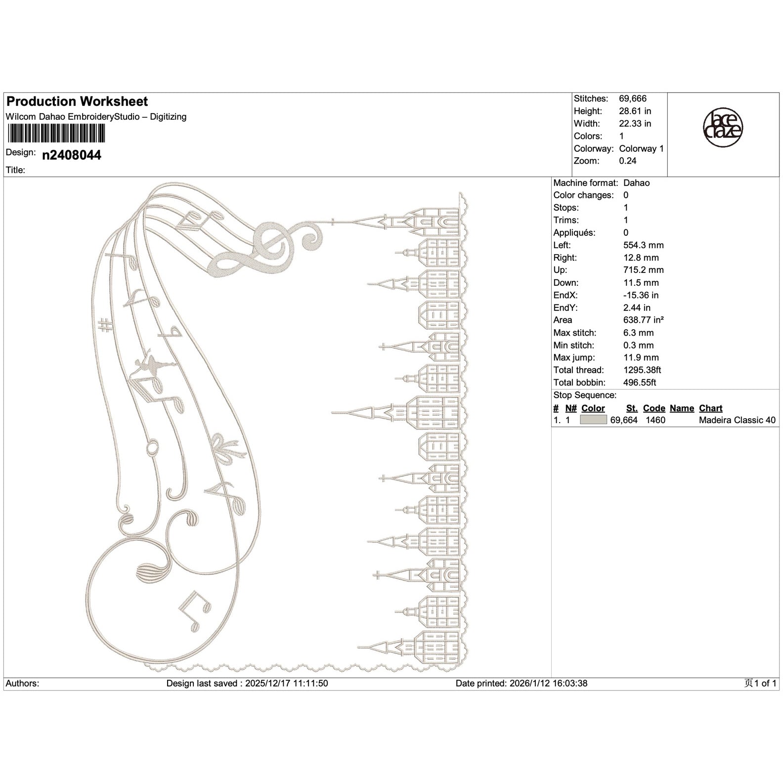 Melody & Skyline Lace Border Embroidery-N2408044