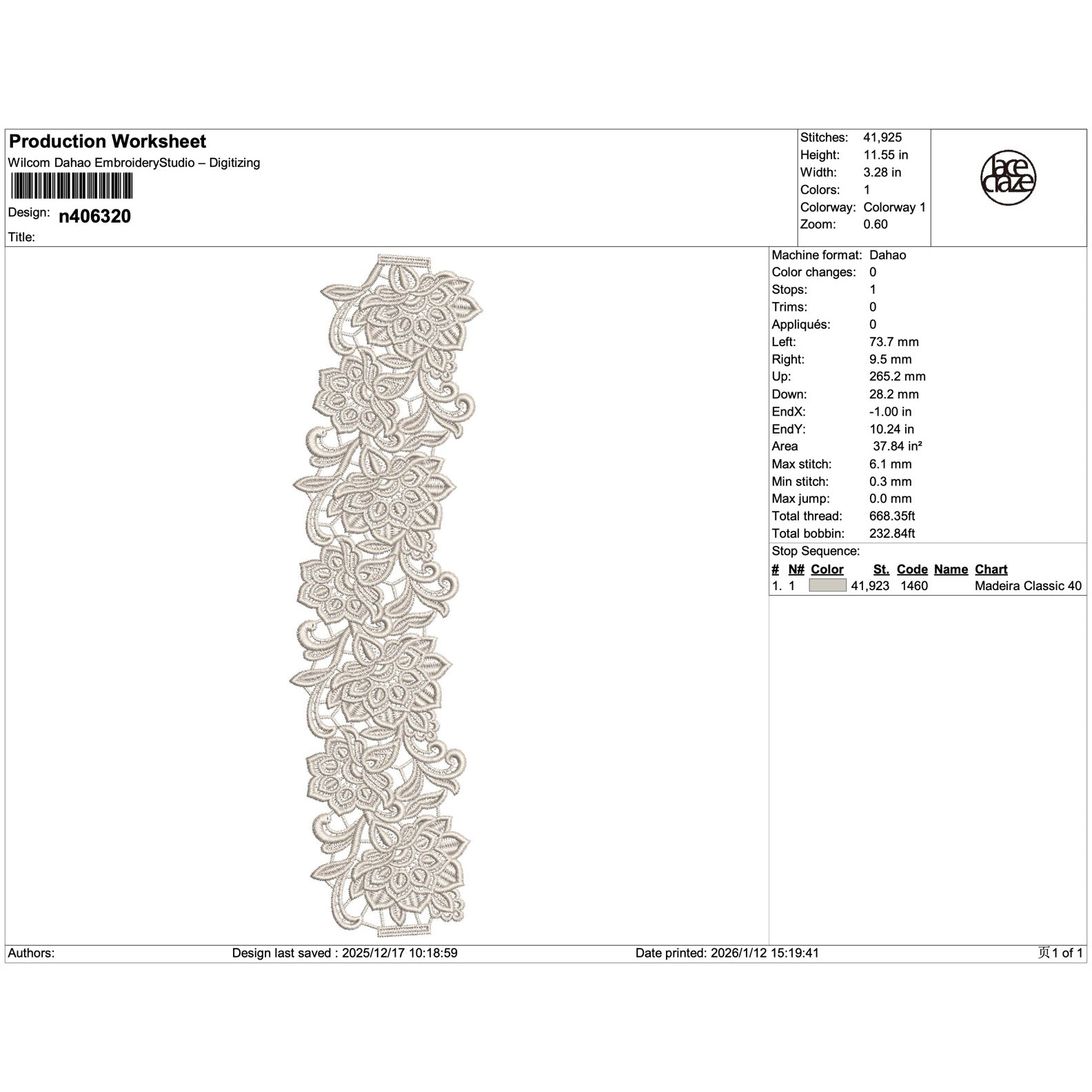 Floral Scroll Lace Trim Embroidery-N406320