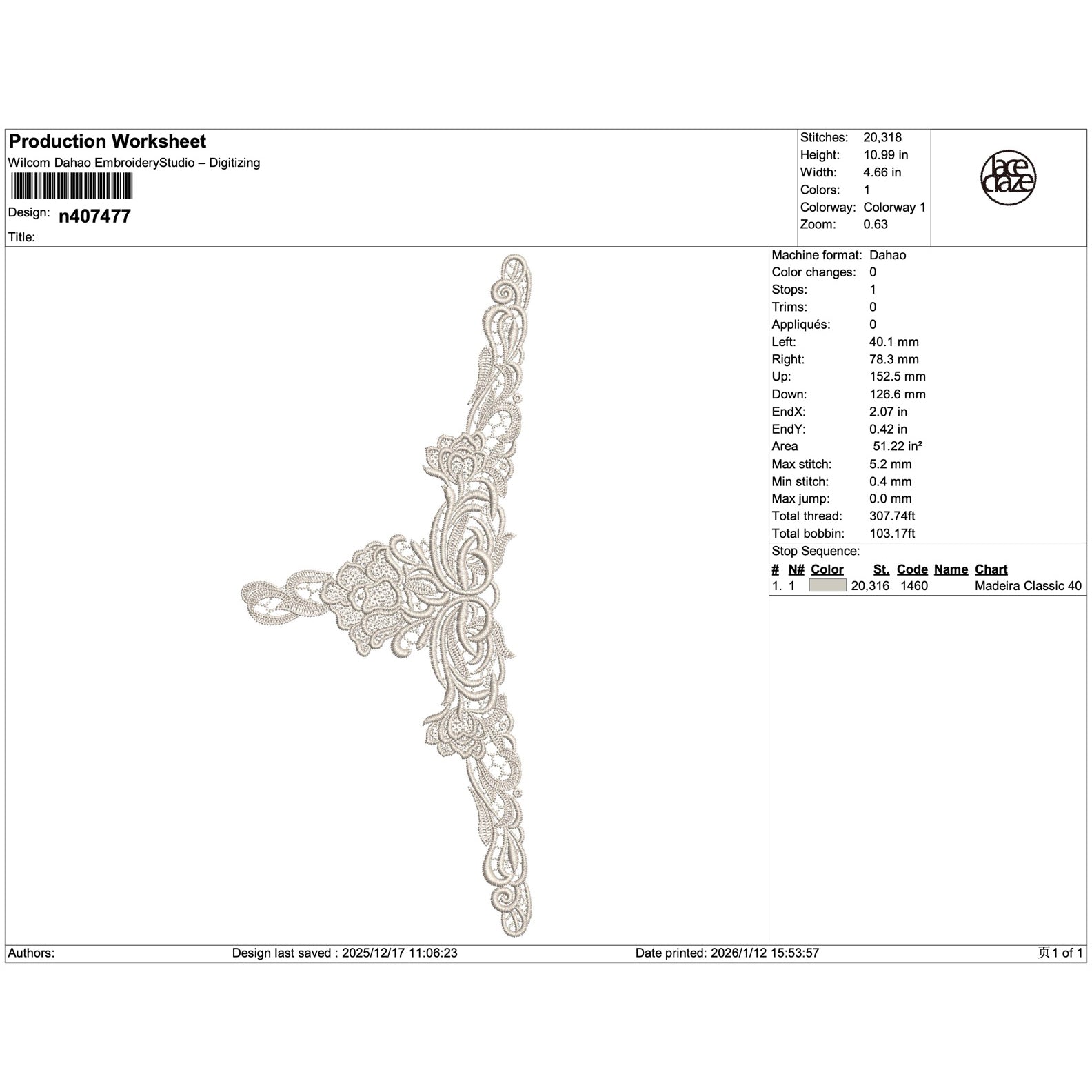 Ornate Scroll Lace Corner Embroidery