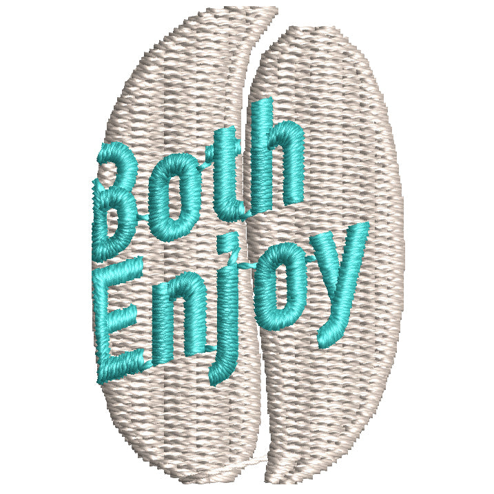 Bean-Shaped 'Both Enjoy' Text Lace Embroidery-SX0089
