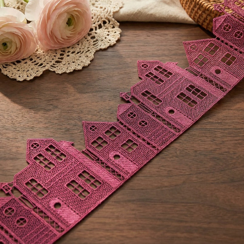 LaceCraze Magenta Townhouse Lace Trim
