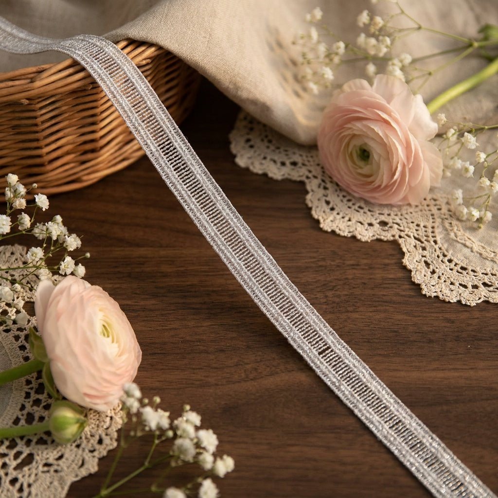 LaceCraze Vertical Stripe Openwork Lace Ribbon