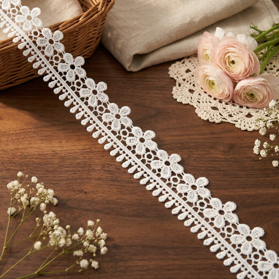 LaceCraze Floral Teardrop Fringe Scalloped Lace Trim