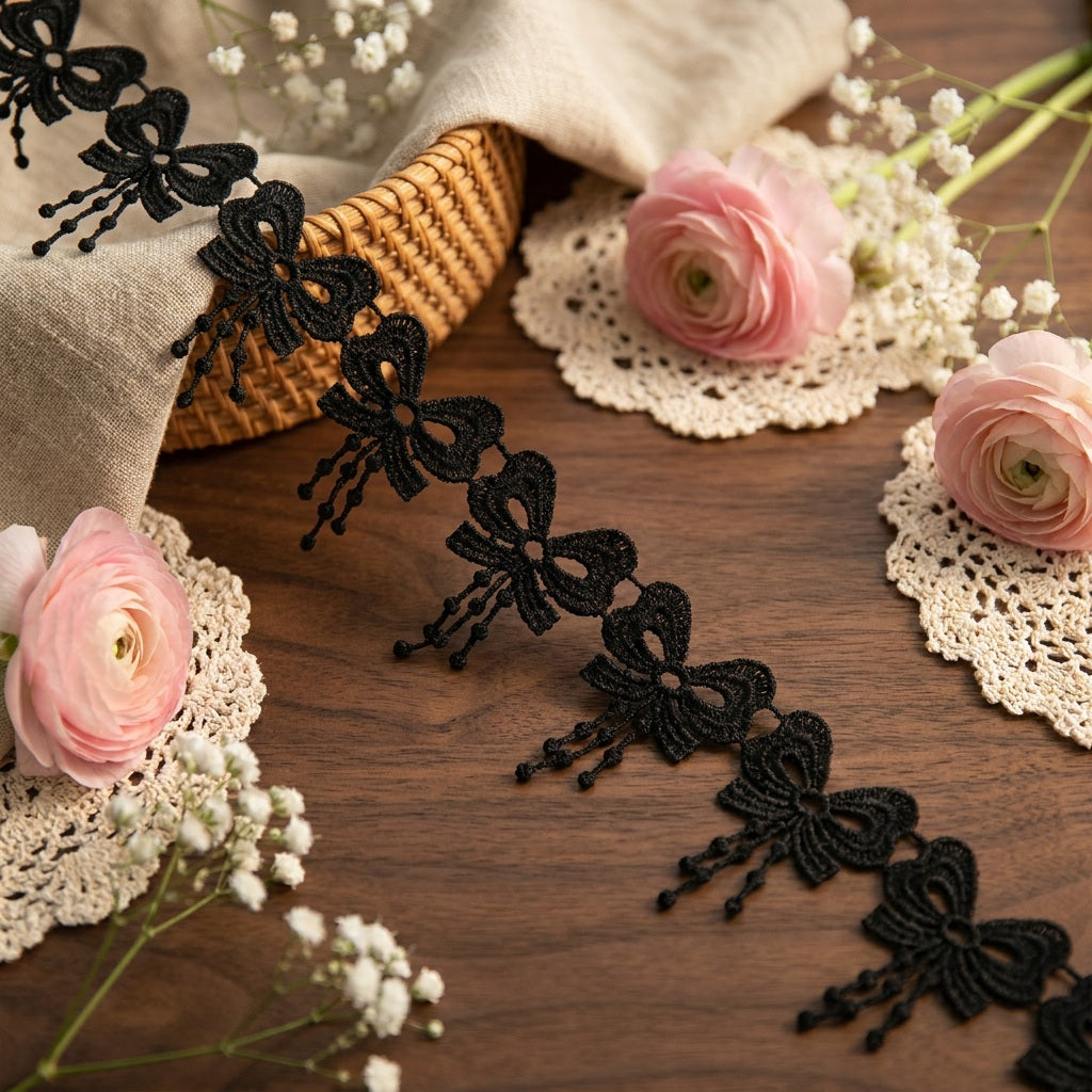 LaceCraze Bow Bead Tassel Lace Trim