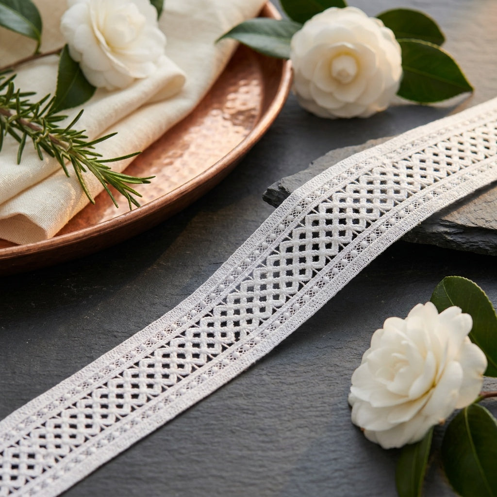 LaceCraze Double Border Dot Diamond Lace Ribbon