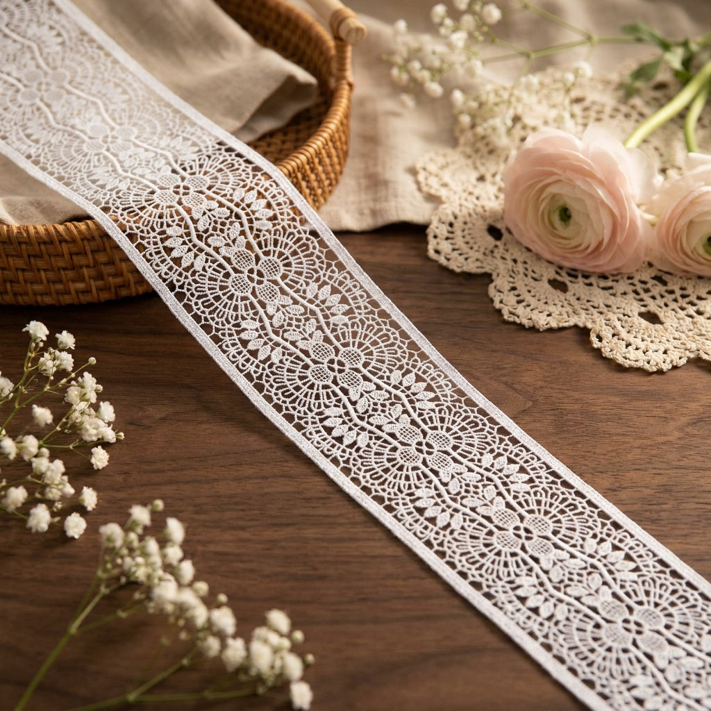 LaceCraze Light Purple Fan Floral Lace Ribbon