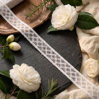 Continuous Interlaced Diamond Grid Narrow Lace Ribbon