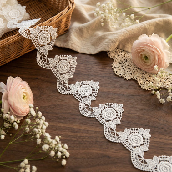 LaceCraze 3D Rose Leaf Dot Scallop Lace Trim