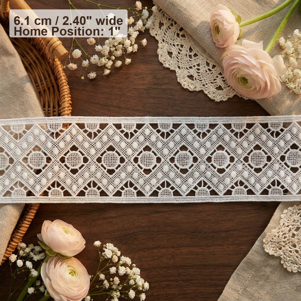 LaceCraze Diamond Circle Dot Mesh Lace Ribbon