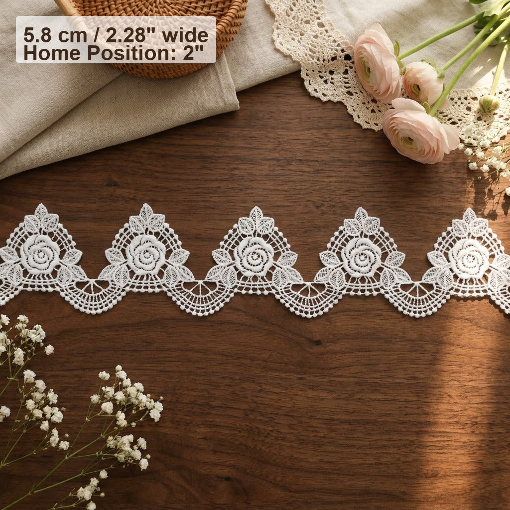 LaceCraze 3D Rose Leaf Dot Scallop Lace Trim