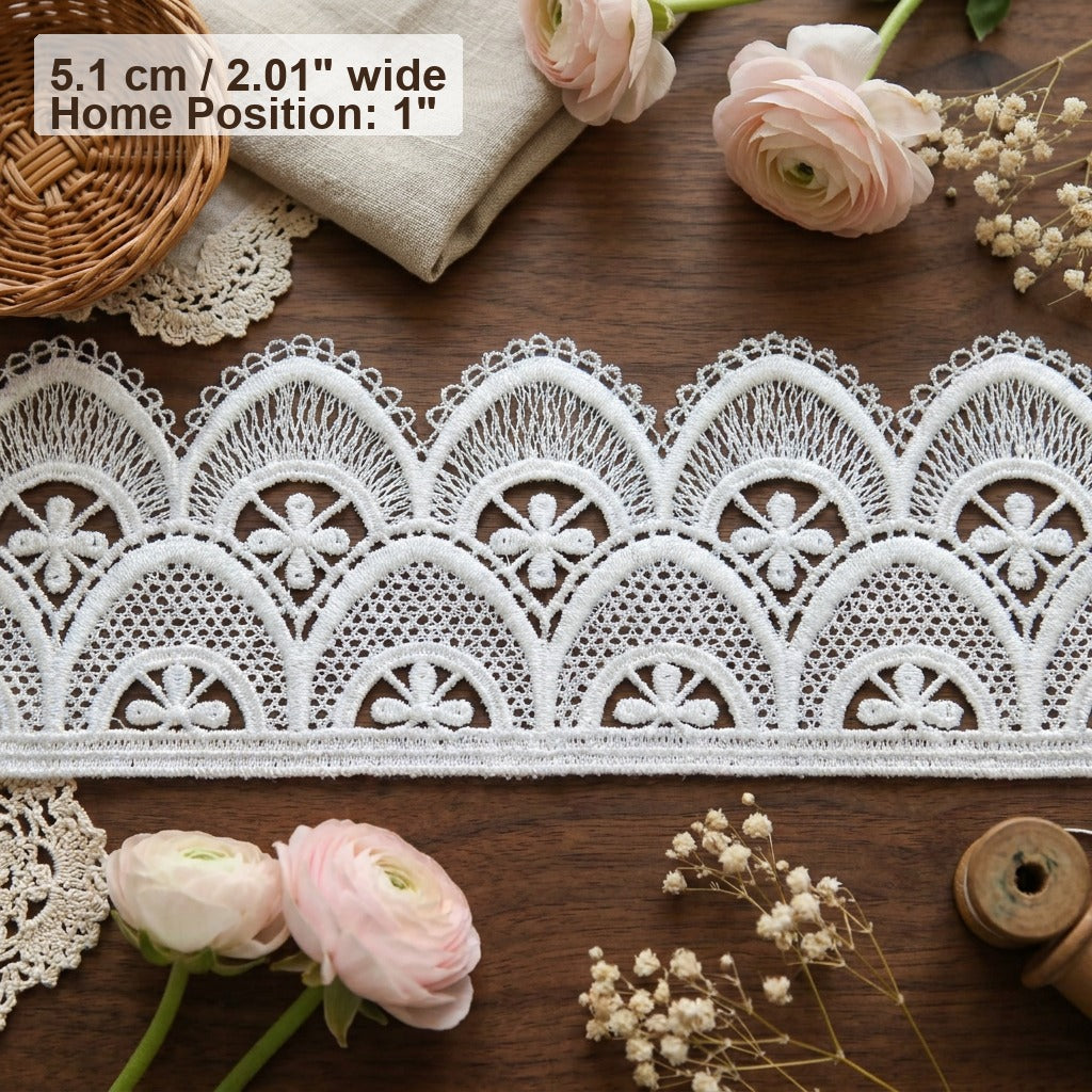 LaceCraze Double Layer Arch Four-Petal Floral Lace Trim