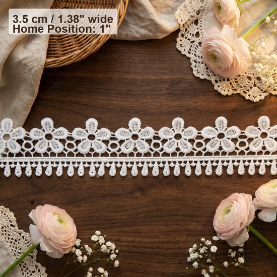 LaceCraze Floral Teardrop Fringe Scalloped Lace Trim