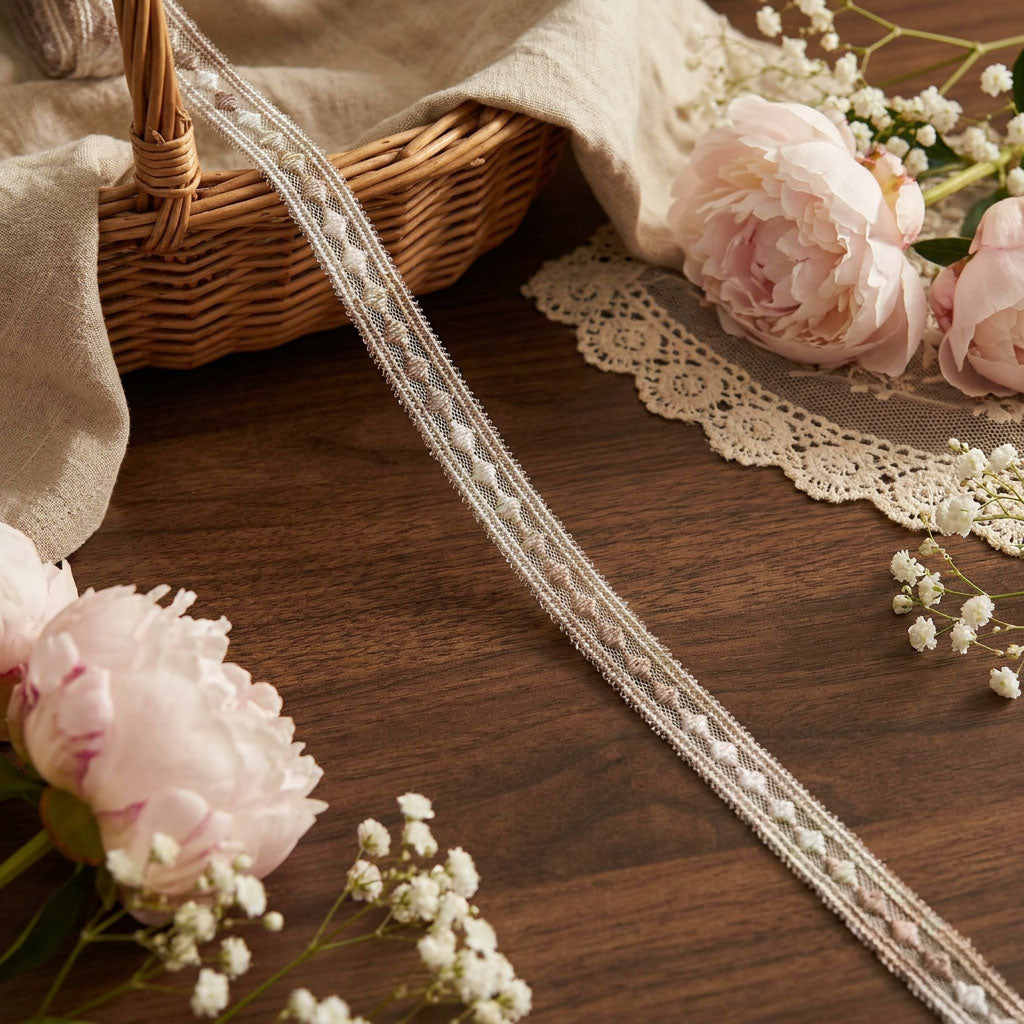 LaceCraze Star Mesh Embroidered Ribbon