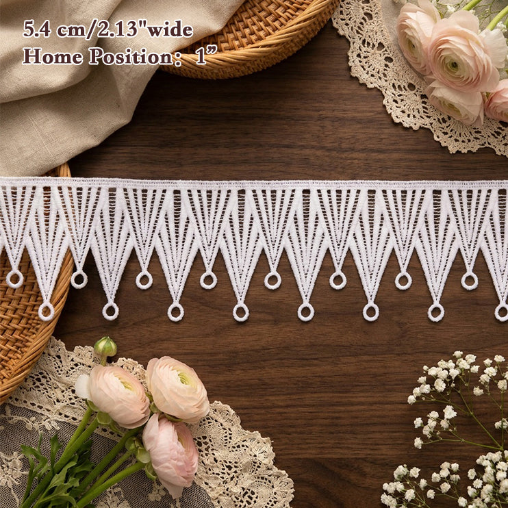 LaceCraze White Geometric Triangle Fringe Lace Trim
