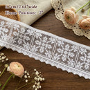 LaceCraze White Grid Floral Scallop Lace Trim