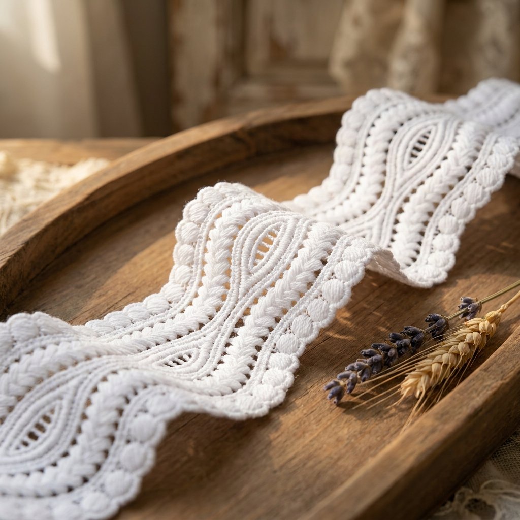 Multi-layer Parallel Wavy Dot Lace RibbonMulti-layer Parallel Wavy Dot Lace Ribbon