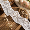 LaceCraze White Grid Floral Scallop Lace Trim
