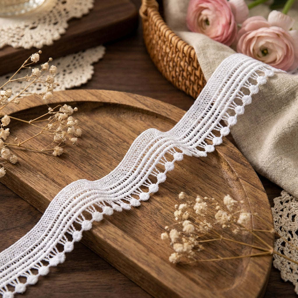 LaceCraze Dotted Fringe Lace Ribbon