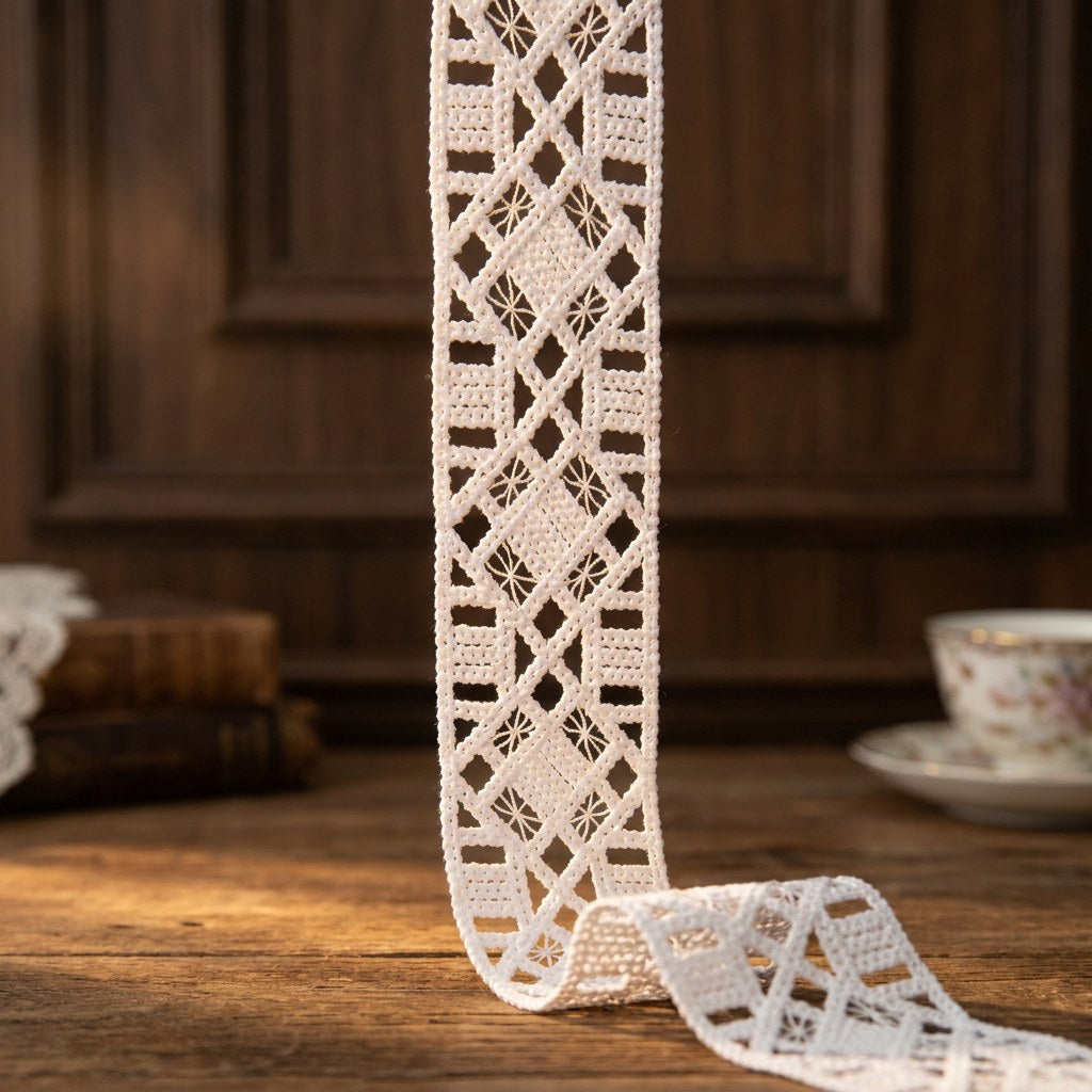 Interlaced Rhombus & Rectangle Hollow Lace Ribbon