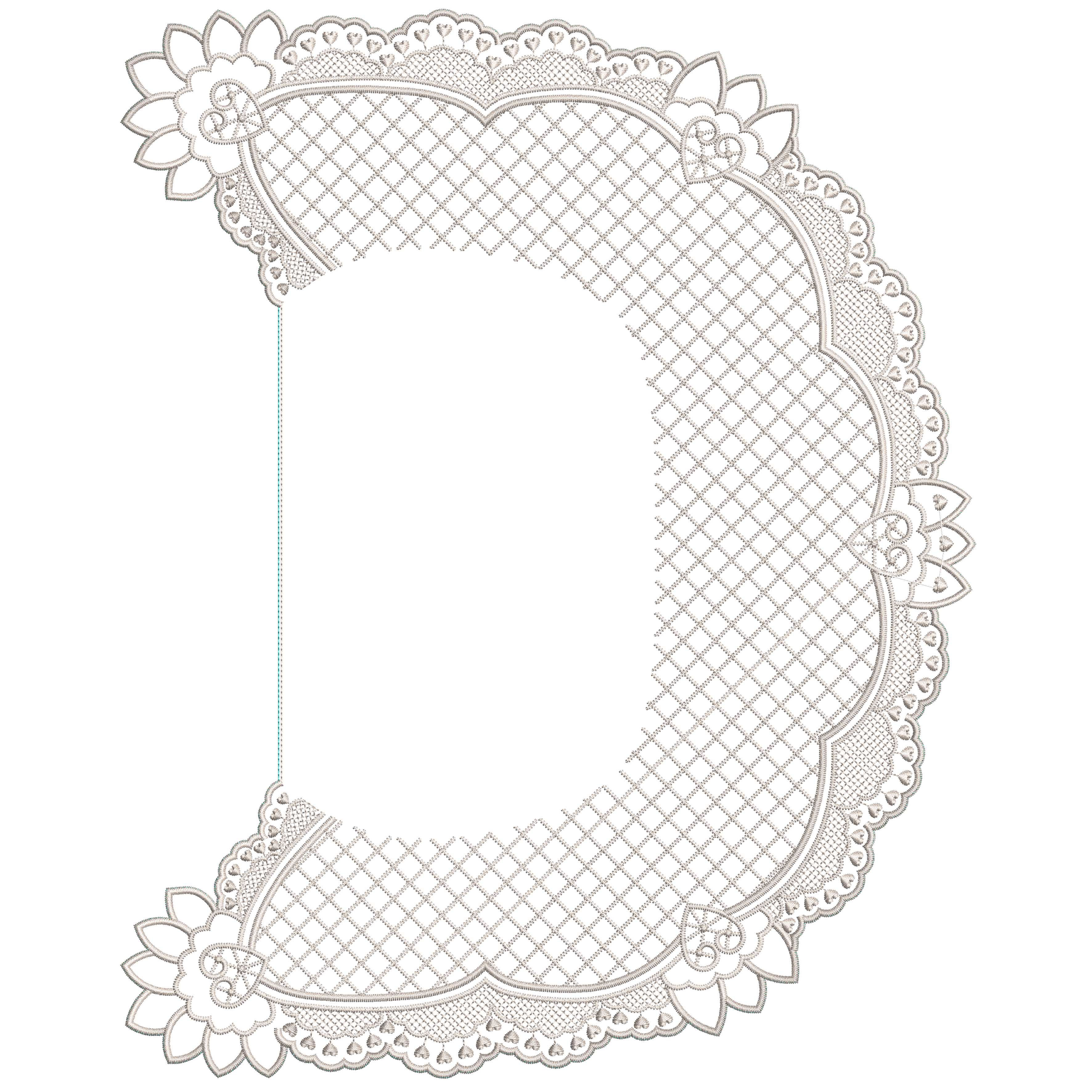 Heart-Patterned Grid Lace Border Embroidery-N1208221