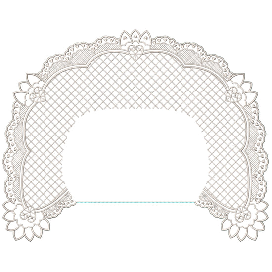 Heart-Patterned Grid Lace Border Embroidery-N1208221