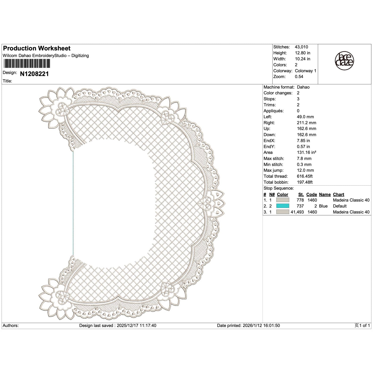 Heart-Patterned Grid Lace Border Embroidery-N1208221