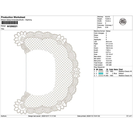 Heart-Patterned Grid Lace Border Embroidery-N1208221