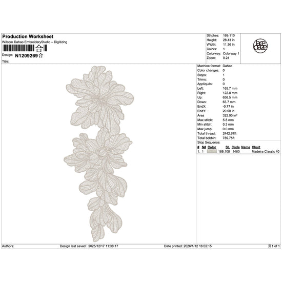 Peony Cluster Lace Applique Embroidery-N1209269