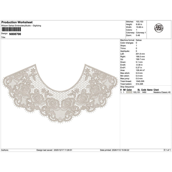 Rose Motif Lace Collar Embroidery-N808700