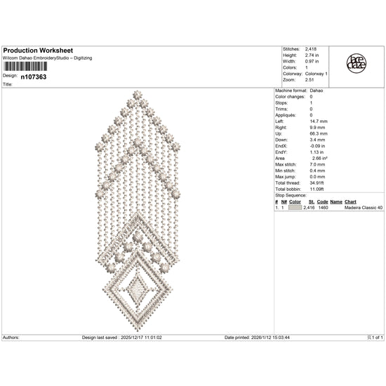 Lattice & Starlet Embroidery-N107363