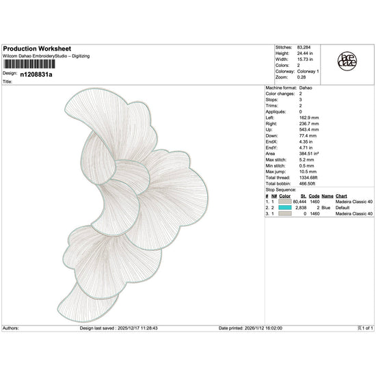 Ginkgo Leaf Wave Lace Applique Embroidery-N1208831A