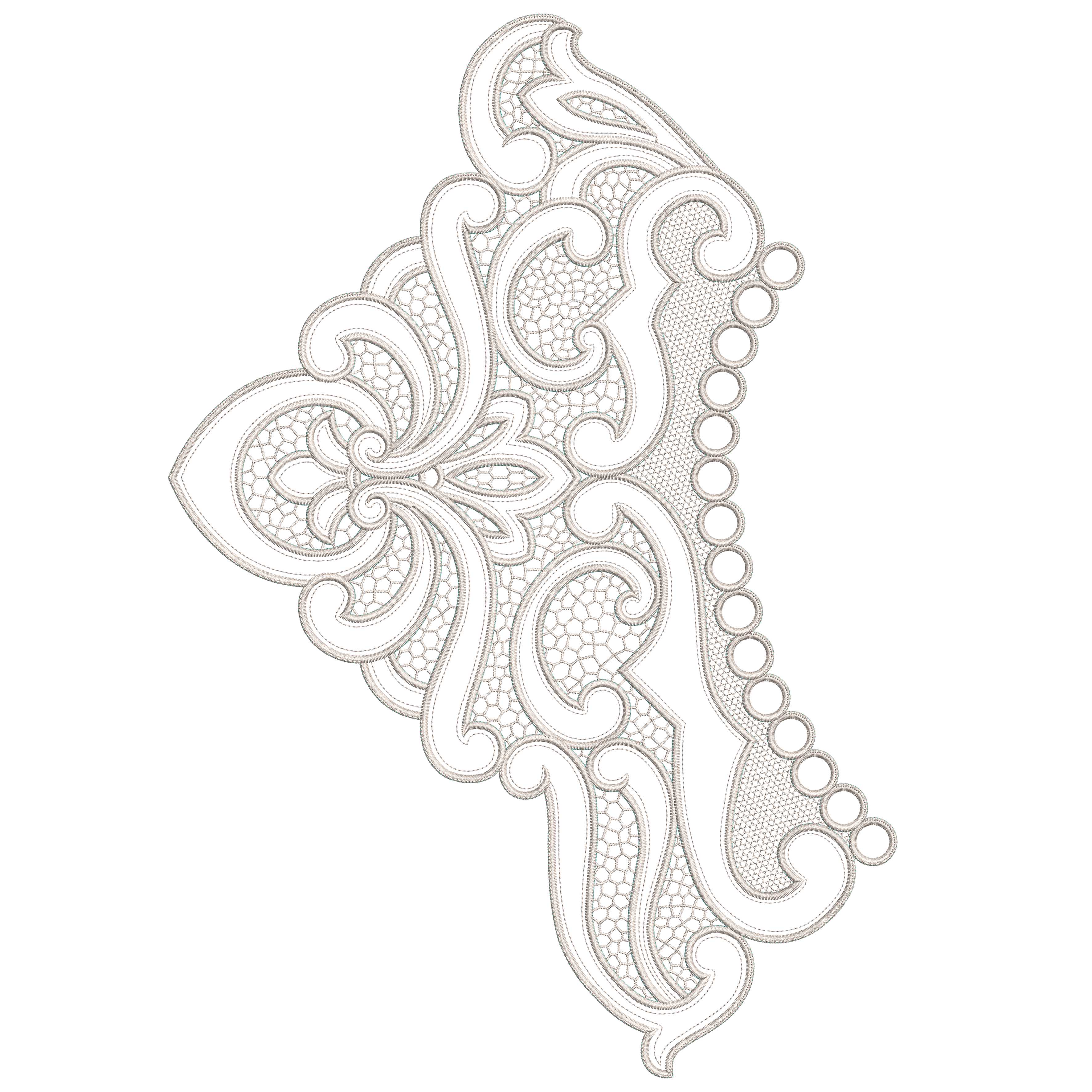 Scrollwork & Bead-Lace Applique Embroidery-N1210241