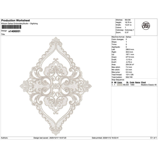 Diamond-Shaped Scroll Lace Applique Embroidery-N1406051