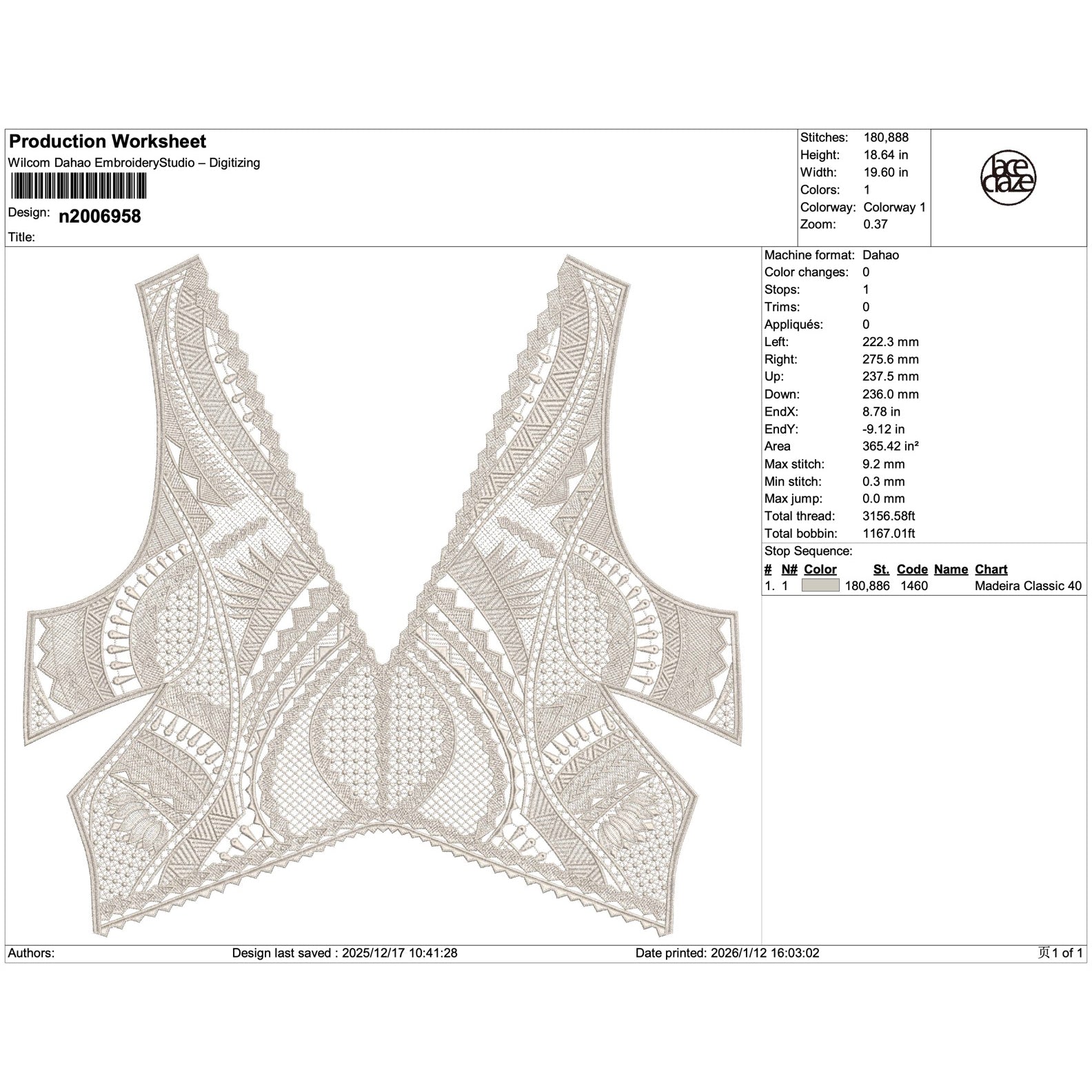 Geometric V-Neck Lace Bodice Embroidery-N2006958