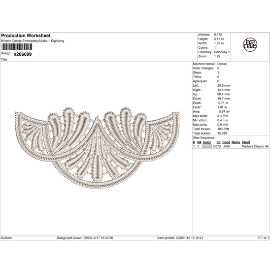 Cascading Fan Lace Embroidery-N206699