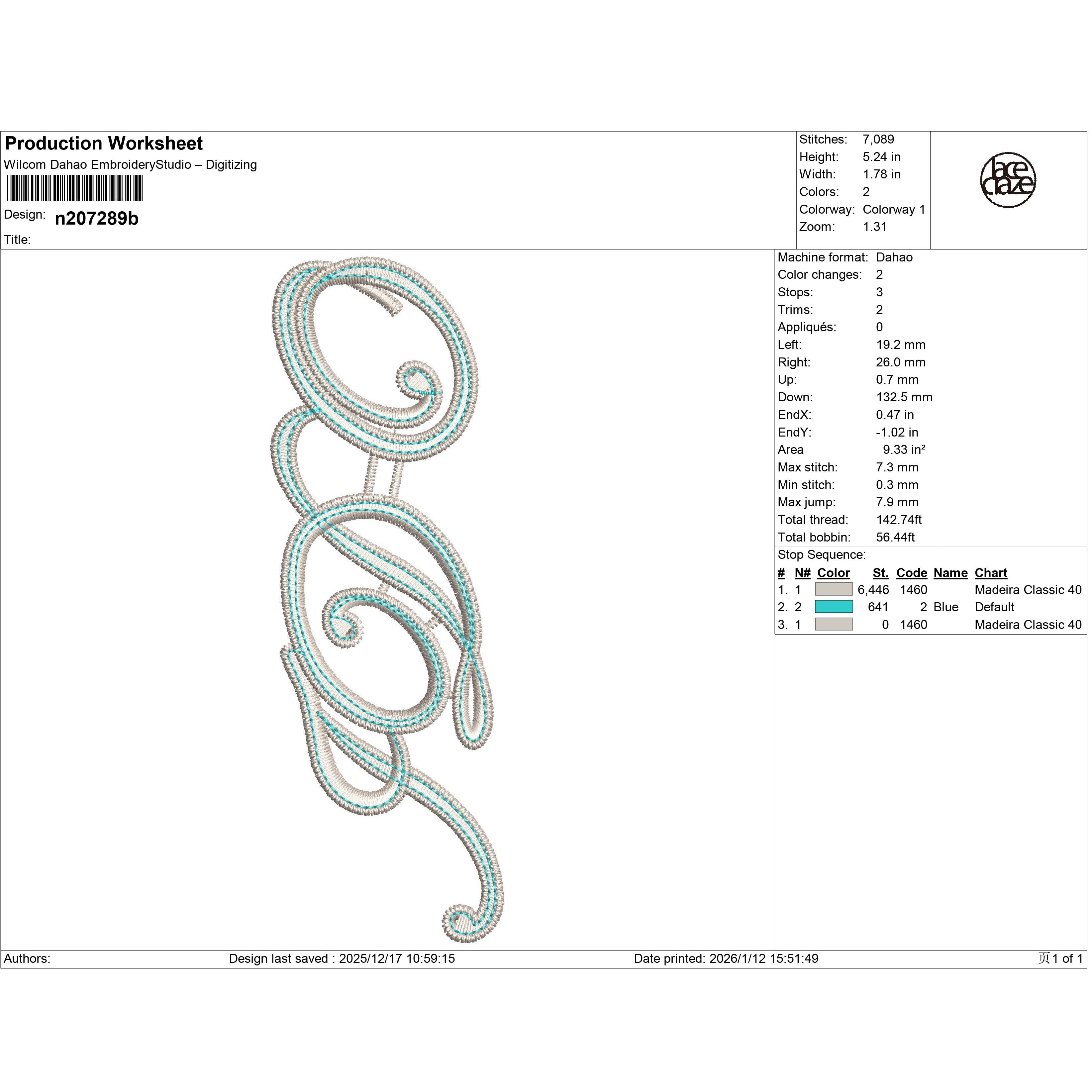 Turquoise Scrollwork Lace Embroidery-N207289B