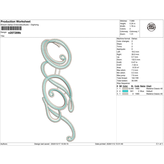 Turquoise Scrollwork Lace Embroidery-N207289B